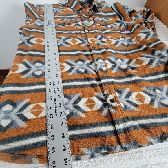 Eddie Bauer Mens XL Aztec Pattern Button-Up Long Sleeve Fleece Shirt Pockets - Picture 7 of 7